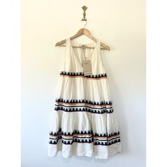 Devotion Twins Tiered Mini Dress Size S Cream Geometric Embroidered Holiday