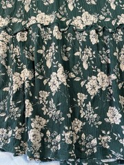 Knox Rose Green Tan Floral Boho Babydoll Tiered Dress Womens Sz L New