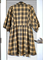 3/4 camel/black plaid button down collar dress 1XL