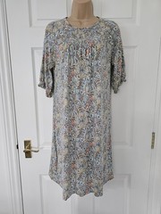 Next William Morris Dress Shirred Bodice Size 10 Blue Short Sleeves Summer