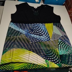 Dressbarn black blue green geometric sleeveless Long dress 30/32 women&rsquo;s