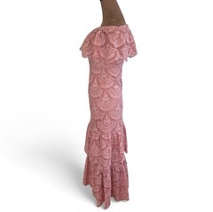 Gianni Bini Tiered Baby Pink Ruffled Dress Small Women’s Retro Maxi 70s Prairie