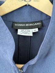 Women’s Navy Clergy-Style Floor-Length Button-Down Dress – Donna Morgan, Size 12