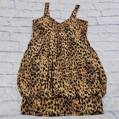 Twenty One Leopard Print Bubble Hem Dress Women L Animal Print Empire Waist Y2K