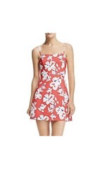 French Connection Verona Floral Mini Dress Coral Red A Line Sweetheart Sz 8 EUC