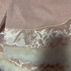 Rare Liz Lisa Beauty & Beast Belle Cape Poncho Pink White Pom Pom Sz Small Fur