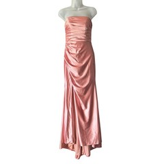Stacees Dress Women 4 Dusty Pink Prom Silk Like Satin Floor Length Slit Bodycon
