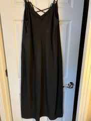 NWT Torrid Nightfall Double Slit Lace Back Maxi Dress Deep Black Size 0 L 12 NEW
