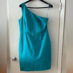 J.Crew Teal One-Shoulder Sheath Dress Size 16