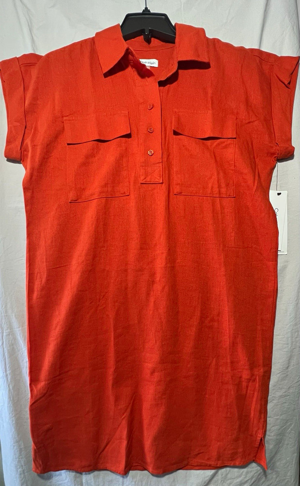 Calvin Klein :Collar Shirt Dress : Linen Blend : Size 6