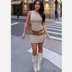 ZARA SHORT FITTED DRESS WITH DOUBLE BELT LIGHT CAMEL XS-XXL REF.3152/310