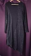 Crea Concept Black Wool Blend Jersey Asymmetric Long Sleeve Zip Midi Dress S 38