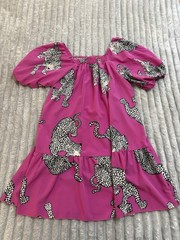 SHEIN Women’s Pink Leopard Animal Print Square Neck Puff Sleeve Mini Dress S