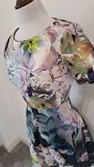 COAST – Purple Floral Patterned Structured Cotton Fit & Flare Dress – Size 10