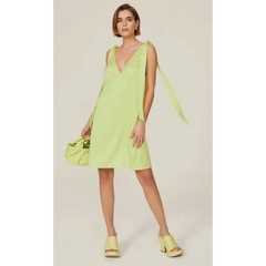 Stine Goya Rosario Tie Strap Satin Dress Yuzu Green Womens Size Large