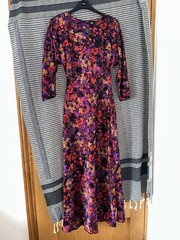 BNWT ZARA PRINTED FLORAL SATIN MIDI MULTI PURPLE MIX SLIP DRESS XS