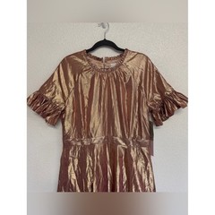 Rachel Parcell New Size XL Pink Rose Gold Metallic Foil Swing Mini Party Dress