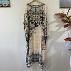 Camilla Kindred Skies Kaftan One Size OS Long Round Neck Silk Dress Maxi