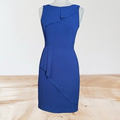 BCBG MaxAzria Sleeveless Siri Dress Sz 8 Blue Depth Bodycon Cocktail Event Party