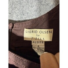 Sigrid Olsen for J. Jill Petite Brown Linen Blend Sleeveless Shift Dress 4P