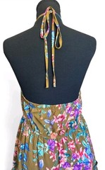 By The River Halter Tiered Ruffled Floral Maxi Dress Size L Summer To Fall EUC