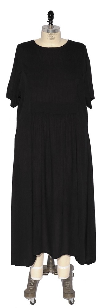 We Be Bop SOLID BLACK Crinkle Rayon Easy Dress Princess Seams 4X