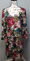 Connected Apparel A Line Dress Womens 10 Multi Floral Tiered Bell Sleeve V Neck