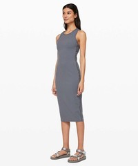 Lululemon FAB! Picnic Play Bodycon Midi Dress Gray Cross Back Size 10