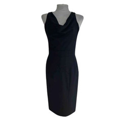DSquared2 Dress UK 12 US 8 Black Wool Draped Lined Italy Luxury Designer