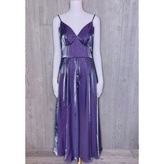Nwt romwe Solid Metallic purple Cami Dress holographic color shifting dress sm