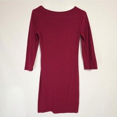 FOREVER 21 Women’s Red Solid Round Neck 3/4 Sleeve Sheath Mini Dress S