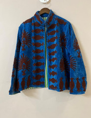Handmade Velvet Jacket Robe, Reversible Cotton Boho Jacket, Indian Block Print