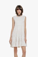 Anna Sui Plissé Babydoll Dress — Size S — Cream