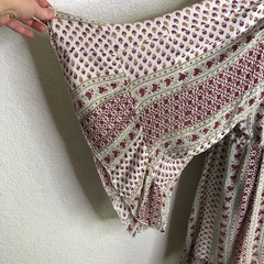 Raga white red green mixed floral print peasant boho dress size Large