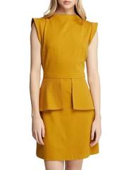 BRAND NEW! Oxford Ponti Peplum Mini Dress In Mustard Size 10