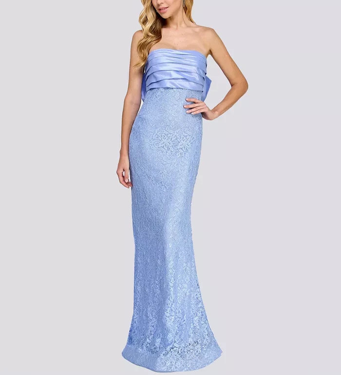 City Studios Juniors&rsquo; Glitter-Lace Back-Bow Gown $159 Size 1/2 # 14B 2478 Blm