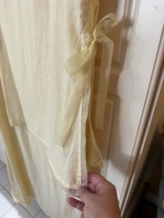 J. Jill Linen Dress Sz M Yellow Layered Overlay Tank Shift Maxi Sheer Trim Ties