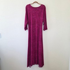 Soft Surroundings Maxi Dress Pink Paisley Womens Size 2X Long Sleeve Spandex