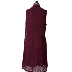 NWT A.N.A. maroon lace high button neck lined sleeveless dress Large mid length