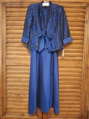 R & M Richards 2 Pc Dress Jacket Set Navy Ankle Length 2123 Women Size 10 NWT