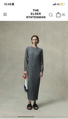 The Elder Statesman Cashmere Marled Ribbed Knit Crew Neck long Dress