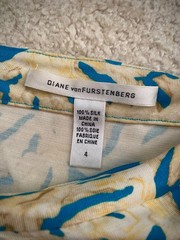 DIANE VON FURSTENBERG Cream/Blue Floral Sundress Halter Neck US4 / UK8 / small