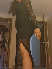 No Comment Black Floral Lace Sheer Stretch Crew Neck Long Sleeve Midi Bodycon S
