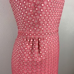 Boden Coral Broderie Lace Sheath Dress Size 4R US 8R UK Cotton Eyelet