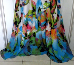 Cachet Rainbow of Colors Strapless Tropical Pastel Chiffon Long Gown Size 14
