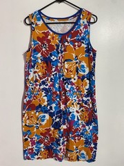 Lands End Dress M Floral Hawaiian Cottagecore Tropical Travel Vacation Lounge