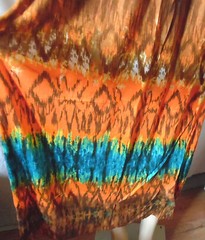 -ORANGE BROWN GEOMETRIC GREEN BLUE SUMMER ELASTIC DRESS MAXI LONG STRAPLESS S