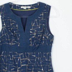 Boden Womens A-Line Notch Neck Shift Sheath Dress Navy Blue Size 6R Career