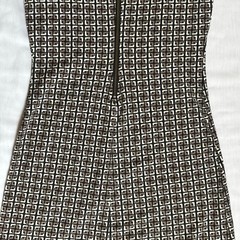 Banana Republic Mini Dress 4 Black Brown White Geo Print Bodycon Sleeveless Work