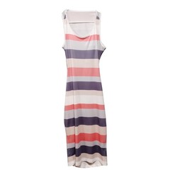 Coral, White, Light and Dark Gray Sleeveless and Backless Dress in S (sku 3K)